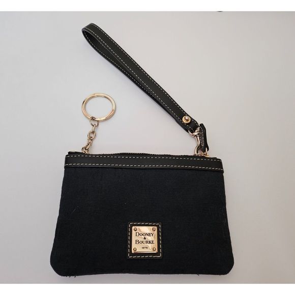 📣Authentic Dooney & Bourke Wristlet 👛 Navy Logo Red Inside Wallet Keychain 🗝️ - Picture 3 of 5